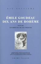 Couverture du livre « Dix ans de boheme » de Emile Goudeau aux éditions Champ Vallon