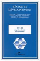 Couverture du livre « REGION ET DEVELOPPEMENT n.14 ; intégration régionale et développement » de Region Et Developpement aux éditions L'harmattan
