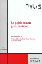 Couverture du livre « Tumultes n 19 poesie comme geste politique » de  aux éditions Kime