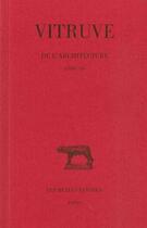Couverture du livre « De l'architecture L7 » de Vitruve aux éditions Belles Lettres