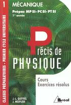 Couverture du livre « Precis T.1 ; Mecanique Mpsi Pcsi » de Queyrel aux éditions Breal