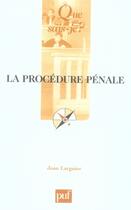 Couverture du livre « La procédure pénale » de Jean Larguier aux éditions Que Sais-je ?