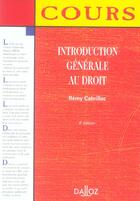 Couverture du livre « Introduction Generale Au Droit » de Remy Cabrillac aux éditions Dalloz