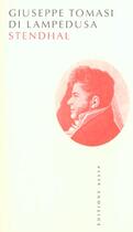 Couverture du livre « Stendhal ancienne edition » de Tomasi Di Lampedusa aux éditions Allia