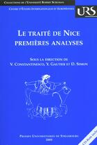 Couverture du livre « Le traite de nice. premieres analyses » de Vlad Constantinesco aux éditions Pu De Strasbourg