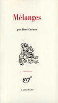 Couverture du livre « Melanges » de Rene Guenon aux éditions Gallimard (patrimoine Numerise)