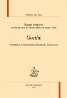 Couverture du livre « Tlmc - t216 - goethe - in oeuvres completes » de Charles Du Bos aux éditions Honore Champion