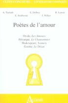 Couverture du livre « Poetes de l'amour - ovide, les amours, petrarque, le chansonnier, shakespeare, - sonnets, goethe, le » de Delbey/Lenoir/Wilker aux éditions Atlande Editions