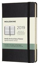 Couverture du livre « Agenda semainier vertical poche noir rigide (édition 2019) » de  aux éditions Moleskine