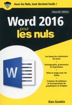 Couverture du livre « Word 2016 pour les nuls (2e édition) » de Dan Gookin aux éditions First Interactive