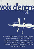 Couverture du livre « Revue Voix D'Encre N.31 » de Revue Voix D'Encre aux éditions Voix D'encre