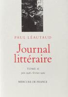 Couverture du livre « Journal litteraire (tome 2-juin 1928 - fevrier 1940) » de Paul Leautaud aux éditions Mercure De France