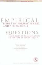 Couverture du livre « Empirical issues in formal syntax and semantics 4 » de  aux éditions Sorbonne Universite Presses