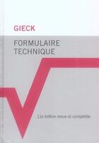 Couverture du livre « Formulaire technique (11e édition) » de Gieck aux éditions Dunod
