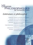 Couverture du livre « Cahiers De Strasbourg T.19 ; Littérature Et Philosophie » de  aux éditions Pu De Strasbourg