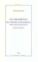 Couverture du livre « Les propheties du texte leviathan : lire selon melville » de Szendy/Aperghis aux éditions Minuit