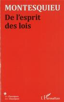 Couverture du livre « De l'esprit des lois » de Montesquieu aux éditions L'harmattan