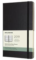 Couverture du livre « Agenda 2019 semainier vertical grand format noir rigide » de  aux éditions Moleskine