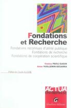 Couverture du livre « Fondations et recherche » de Paoli-Gagin/Vuillemi aux éditions Gualino