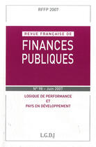 Couverture du livre « Logique de performance et pays en développement » de  aux éditions Lgdj