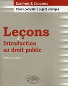 Couverture du livre « Leçons d'introduction au droit public » de Saoudi Messaoud aux éditions Ellipses