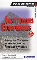Couverture du livre « Institutions européennes (2e édition) » de Thierry Rambaud aux éditions Studyrama