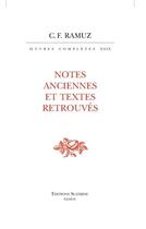 Couverture du livre « Oeuvres complètes t.29 ; notes anciennes et textes retrouvés » de Charles-Ferdinand Ramuz aux éditions Slatkine