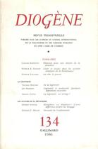 Couverture du livre « Diogene 134 » de Collectif Gallimard aux éditions Gallimard