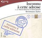 Couverture du livre « Inconnu à cette adresse » de Kathrine Kressmann Taylor aux éditions Epagine