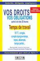 Couverture du livre « Duree du travail, conges payes, repos, absences, temps partiel - 2e ed. » de Guy Lautier aux éditions Maxima