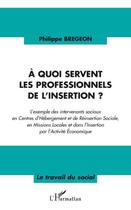 Couverture du livre « À quoi servent les professionnels de l'insertion ? ; l'exemple des intervenants sociaux en centres d'hébergement et de réinsertion sociale, en missions locales et dans l'insertion par l'activité économique » de Philippe Bregeon aux éditions L'harmattan