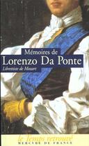 Couverture du livre « Memoires de lorenzo da ponte, librettiste de mozart » de Da Ponte/Fernandez aux éditions Mercure De France