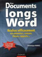 Couverture du livre « Vos documents longs avec word » de Maniez-D aux éditions Dunod