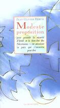 Couverture du livre « Modeste Proposition » de Jean-Olivier Heron aux éditions La Decouverte