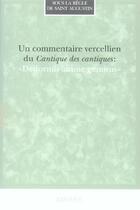 Couverture du livre « Un commentaire vercellien du Cantique des cantiques » de  aux éditions Brepols