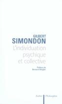 Couverture du livre « L'individuation psychique et collective » de Gilbert Simondon aux éditions Aubier