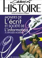 Couverture du livre « Cahiers da histoire n 149 : mondes de la ecrit a la epoque moderne - aout 2021 » de  aux éditions Paul Langevin