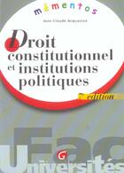 Couverture du livre « Memento droit constitutionnel et intitutions politiques, 7eme edition (7e édition) » de Acquaviva J aux éditions Gualino