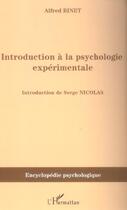 Couverture du livre « Introduction a la psychologie experimentale » de Alfred Binet aux éditions L'harmattan