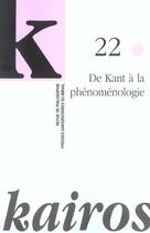 Couverture du livre « REVUE KAIROS t.22 ; de Kant à la phénoménologie » de  aux éditions Pu Du Midi