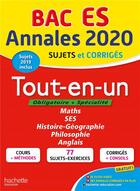 Couverture du livre « Annales bac 2020 tout-en-un bac es » de Bicz Grassionot aux éditions Hachette Education