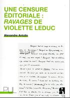 Couverture du livre « Une censure éditoriale : Ravages de Violette Leduc » de Alexandre Antolin aux éditions Pu De Lyon