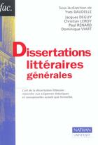 Couverture du livre « Dissertations Litteraires Generales » de Yves Baudelle aux éditions Nathan