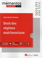 Couverture du livre « Droit des régimes matrimoniaux (édition 2021/2022) » de Corinne Renault-Brahinsky aux éditions Gualino