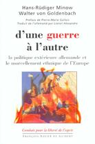 Couverture du livre « D'une guerre a l'autre » de Goldendach/Minow aux éditions Francois-xavier De Guibert
