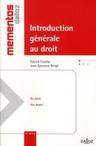 Couverture du livre « Introduction générale au droit (12e édition) » de Jean-Sylvestre Berge et Patrick Courbe aux éditions Dalloz