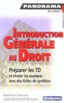 Couverture du livre « Introduction generale au droit » de Nathalie Deleuze aux éditions Studyrama