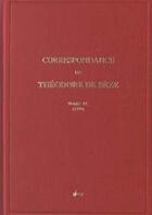 Couverture du livre « Correspondance de theodore de beze. tome lx (1599) » de  aux éditions Droz