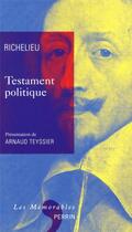 Couverture du livre « Testament politique » de Richelieu aux éditions Perrin