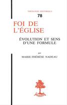 Couverture du livre « Nadeau foi de l'eglise » de Marie-Therese aux éditions Beauchesne Editeur